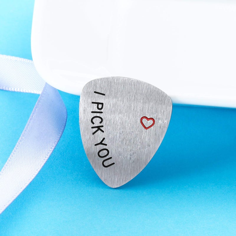 Nimteve Husband Boyfriend Gifts Guitar Picks Gifts for Musician Husband Boyfriend Dad, Valentine's Day Gift for Him, Wedding Anniversary Present for Men (I Pick You) - Image 2